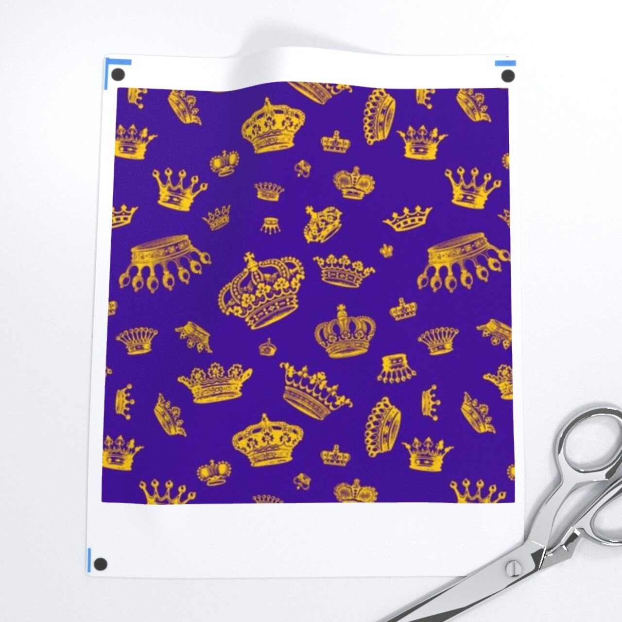 Royal Crowns Golden Yellow Purple Gold Mardi Gras Royalty King Princess Custom Printed Fabric by Spoonflower Various Fabrics by the Yard or Fat Quarter